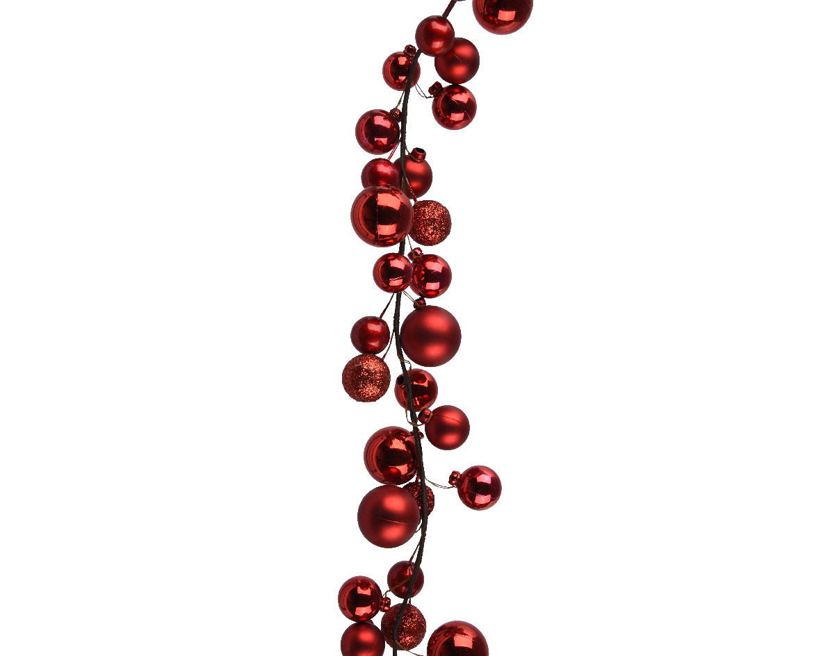FESTONE DI PALLINE 6X6 H180CM. C/GLITT. ROSSO