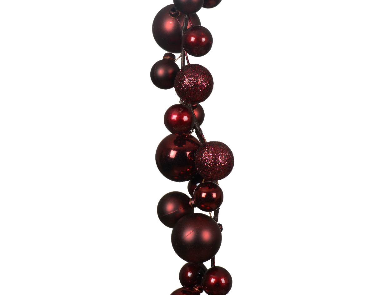 FESTONE DI PALLINE 6X6 H180CM. C/GLITT. OXBLOOD