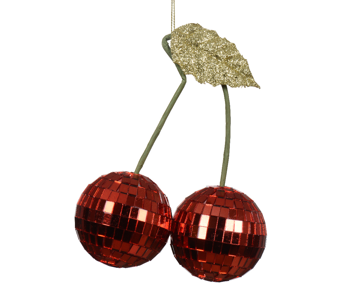 CILIEGIE C/SPECCHIETTI 6X12 H15CM. 2PZ. ROSSO