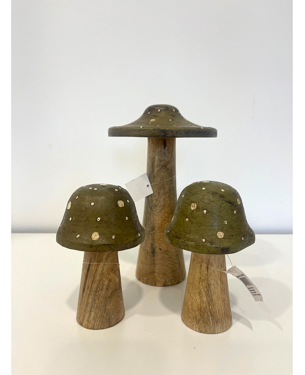 FUNGHI LEGNO S/3PZ. 1PZD13 H18 2PZD8 H12CM.