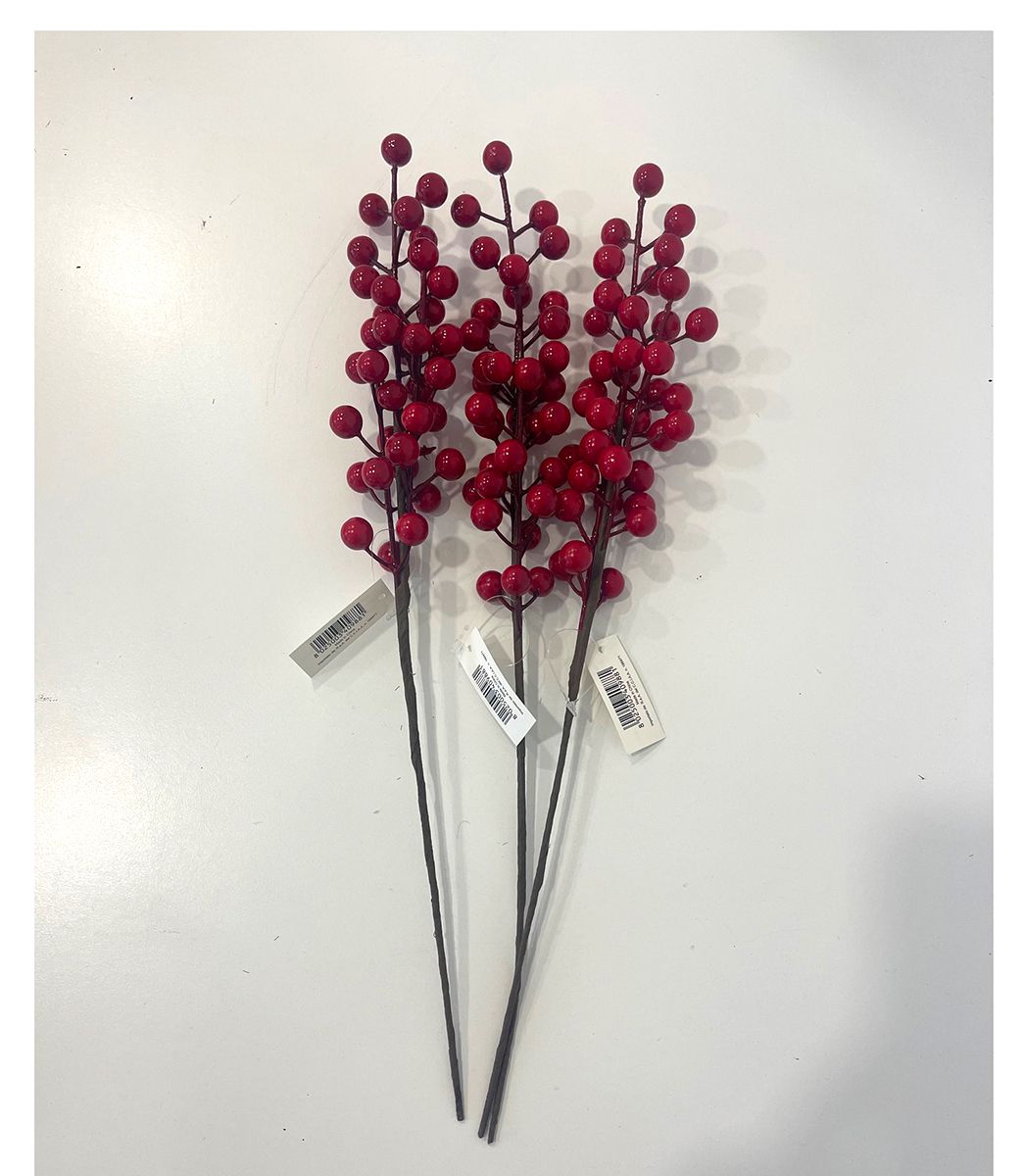 BACCHE ILEX BERRIES SPRAY X3  3PZ RED