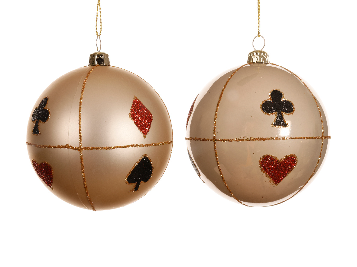 SFERE POLYST.DECORO POKER D8CM. 4PZ.COL. ASS.