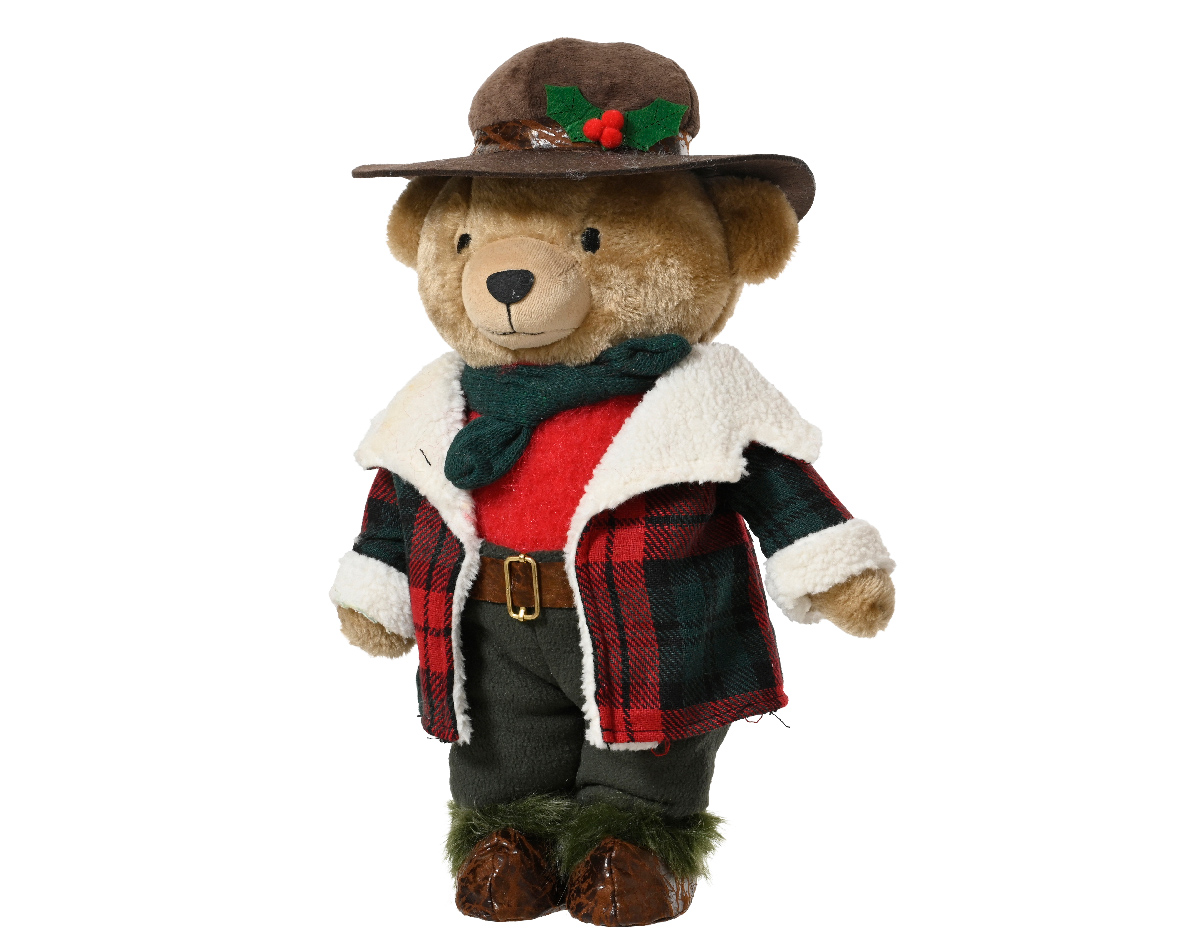 ORSO IN PIEDI C/CAPPELLO H45CM. ROSSO