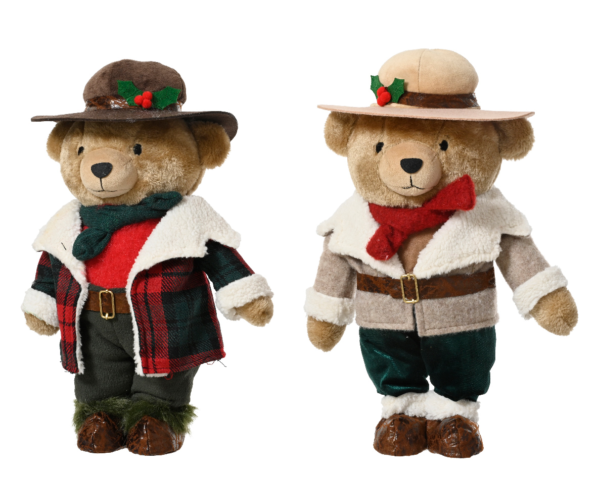 ORSO IN PIEDI C/CAPPELLO H31CM. ROSSO