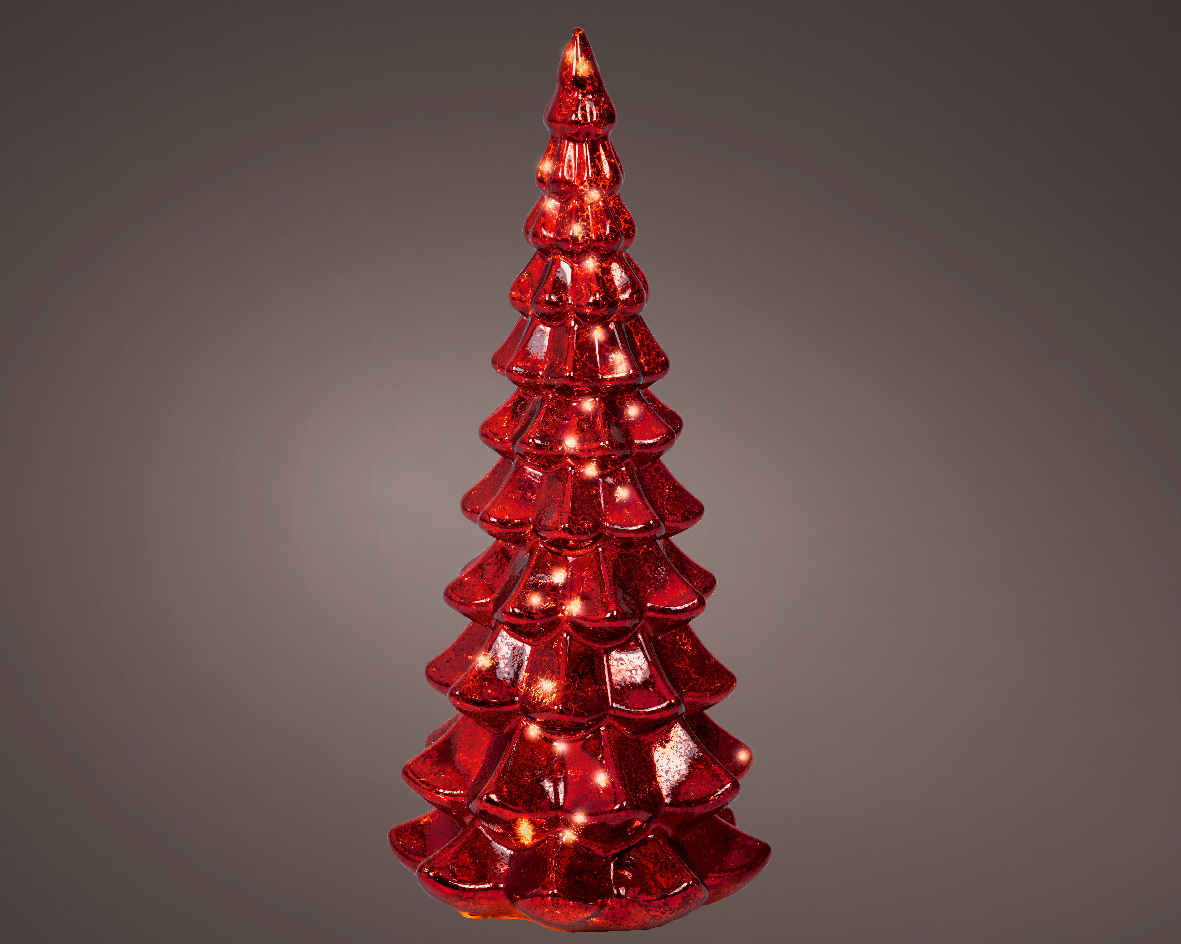 ALBERO VETRO LUMINOSO 20MICRO LED D14,5 H32CM.ROSSO