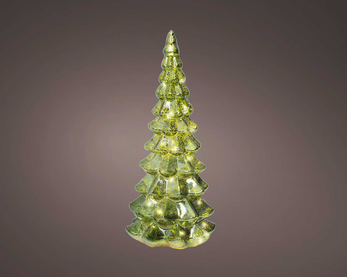 ALBERO VETRO LUMINOSO 20MICRO LED D14,5 H32CM.VERDE