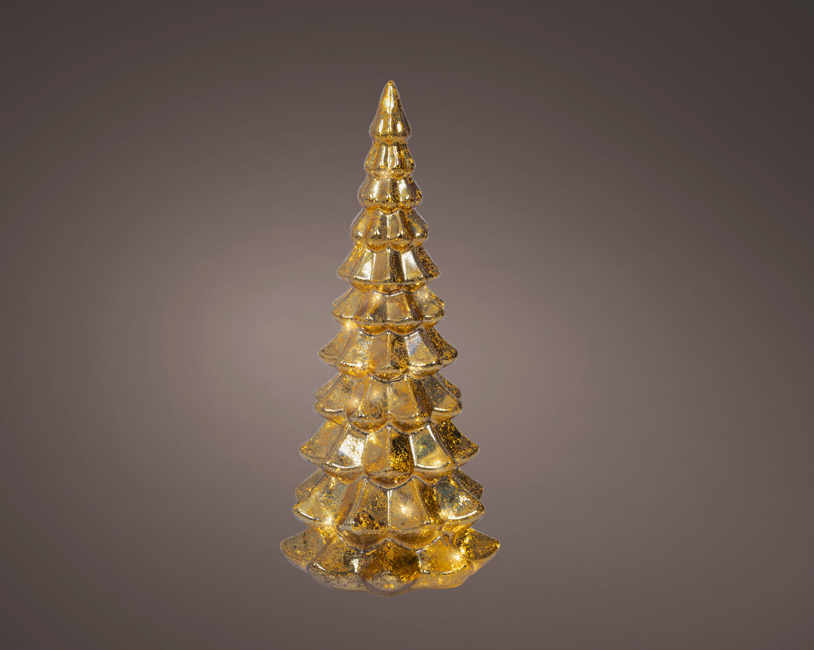 ALBERO VETRO LUMINOSO 20MICRO LED D14,5 H32CM.ORO