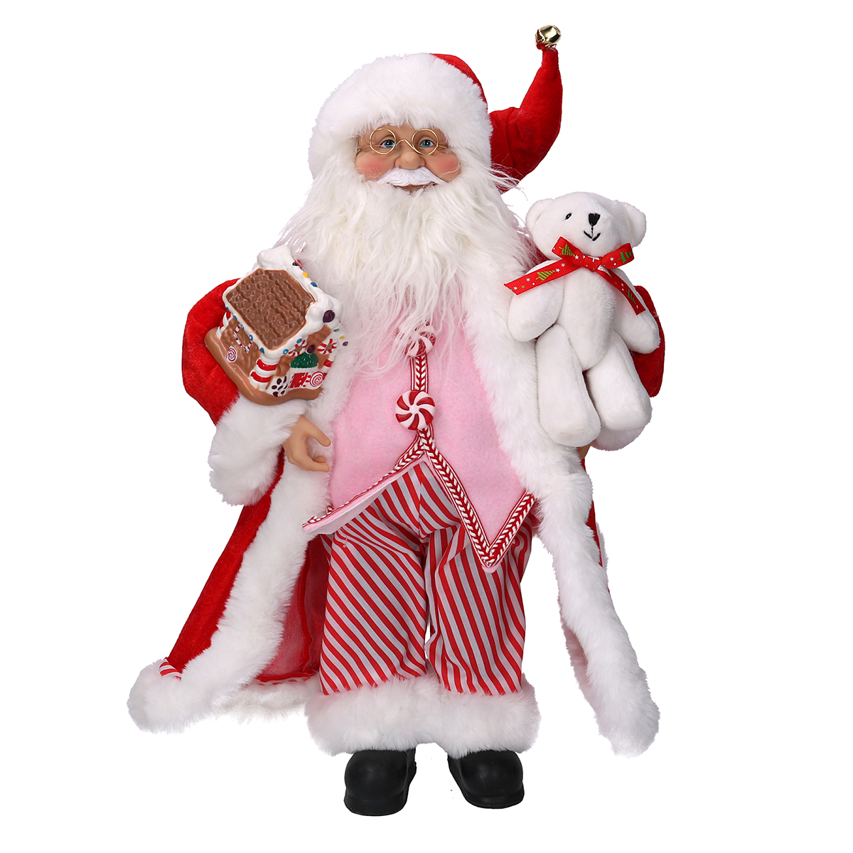 BABBO NATALE CANDY H46CM. STOFFA ROSA ROSSO