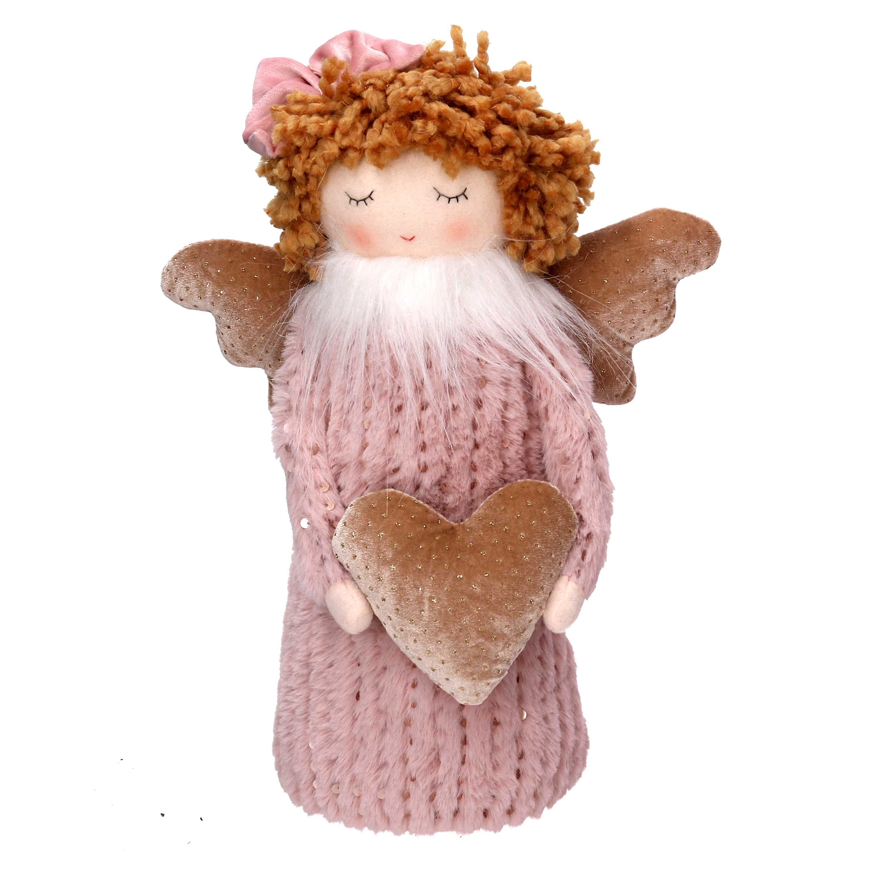 ANGELO DI STOFFA C/CUORE H38CM. ROSA CH.