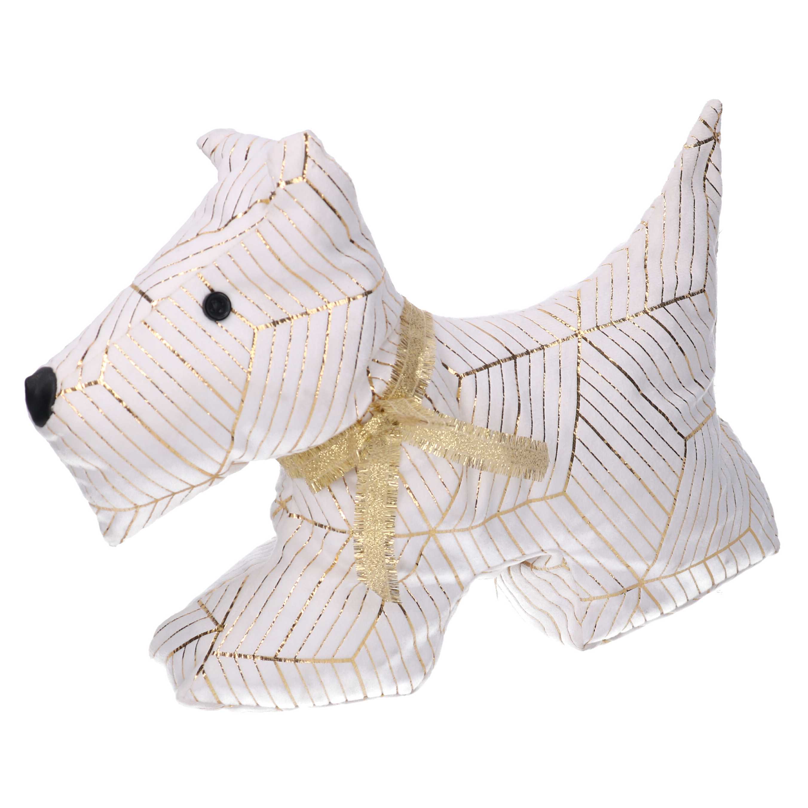 CAGNOLINO FERMAP. L35 H26CM. BIANCO C/ORO