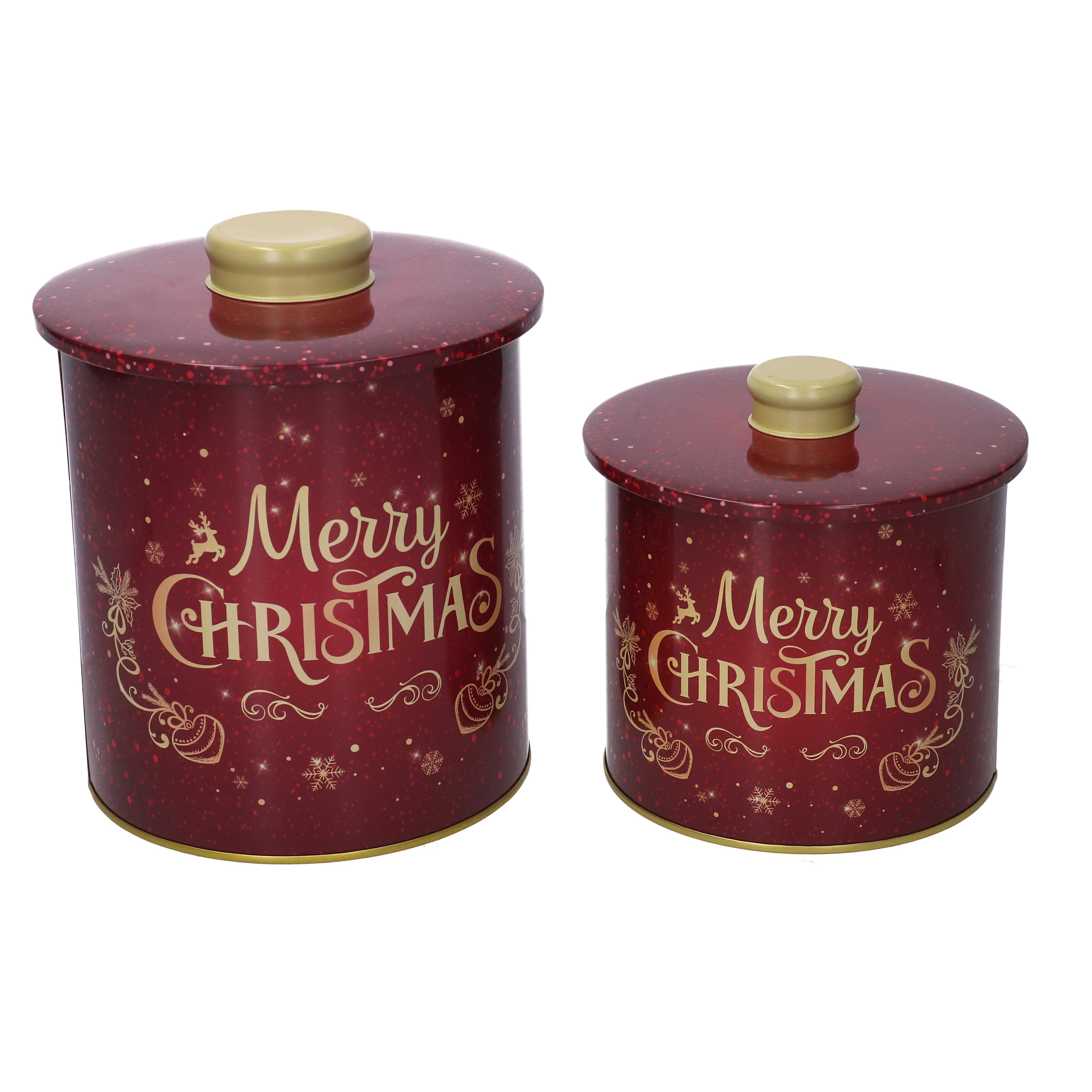 SCAT.MET.MERRY XMAS S/2PZ. D12-13,5 H12,7-16,9CM. DK RED