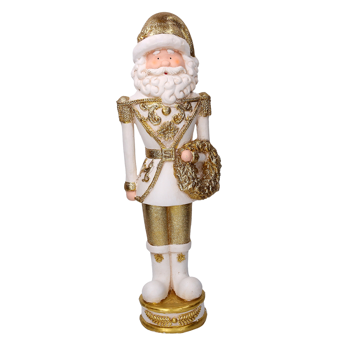 SOLDATINO RESINA BABBO 18X15 H64CM. BIANCO ORO