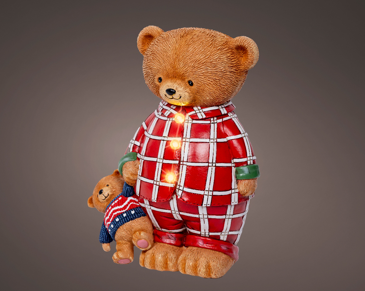 ORSO POLYR.IN PIGIAMA C/LED 12X18,5 H24CM.