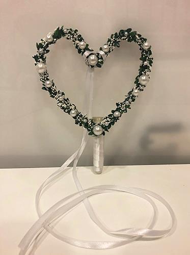 CUORE VERDE C/RASO E PERLE 4PZ.D17CM.