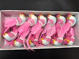 BIRD LONGTAIL 12PZ. 12CM. PINK