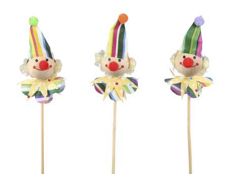 CLOWN STOFFA SU STICK 10CM. 6PZ.ASS.