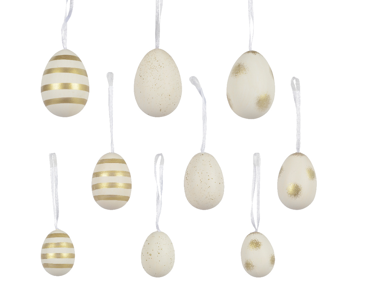 UOVA POLYST. DA APP. D4 H6CM. 12PZ. BIANCO ORO
