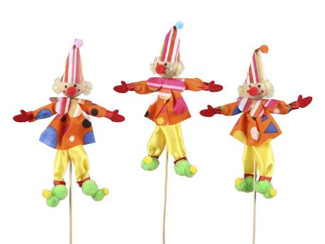 CLOWN STOFFA SU STICK 16CM. 4PZ.ASS.