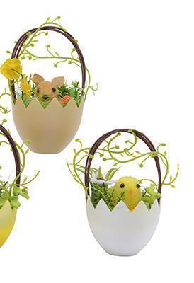 CESTINO PASQUALE 2PZ.ASS. H15CM.BIANCO BEIGE