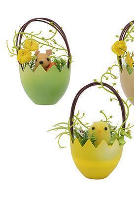 CESTINO PASQUALE 2PZ.ASS. H15CM.GIALLO VERDE