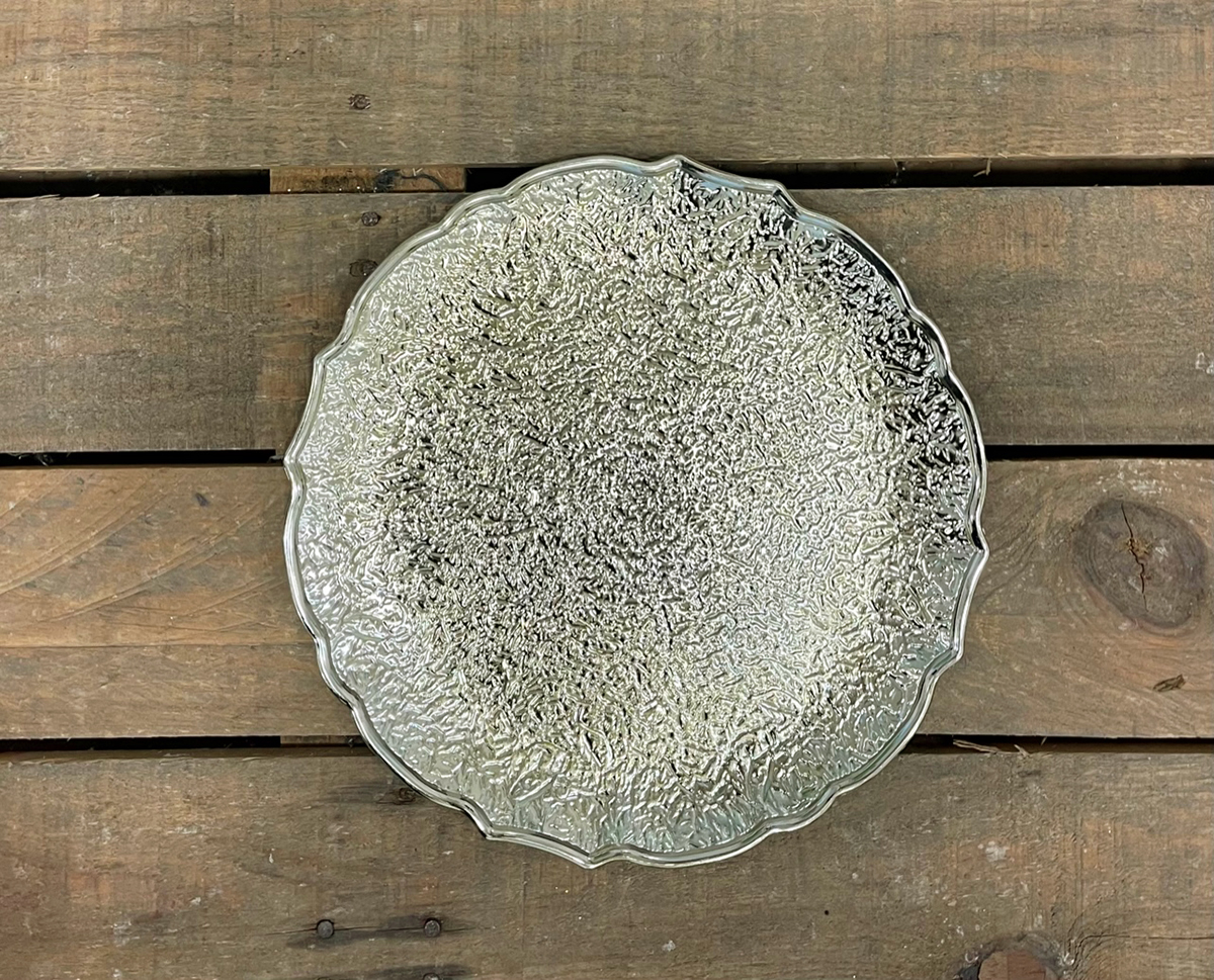 PIATTO PL. GROFFATO D.33CM. PLATINO