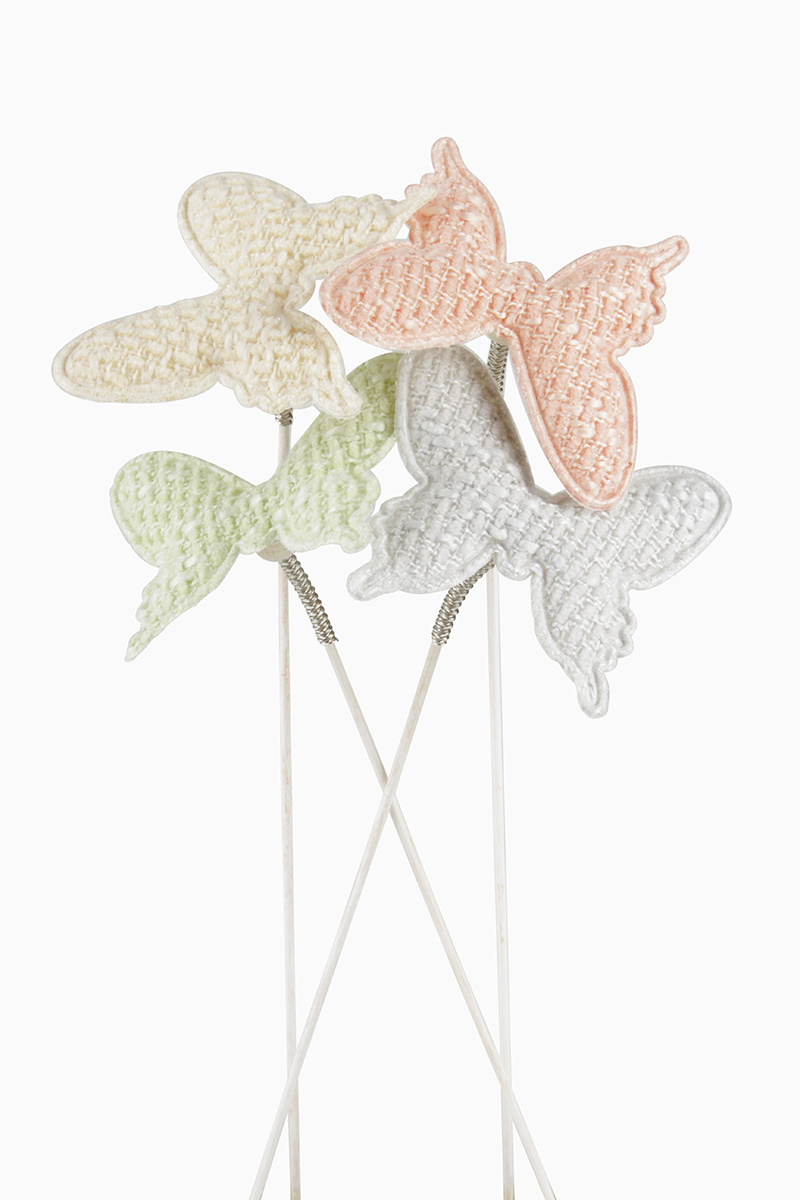 FARFALLE C/PICK 16PZ. ASS. 5,2X6CM. L28CM.