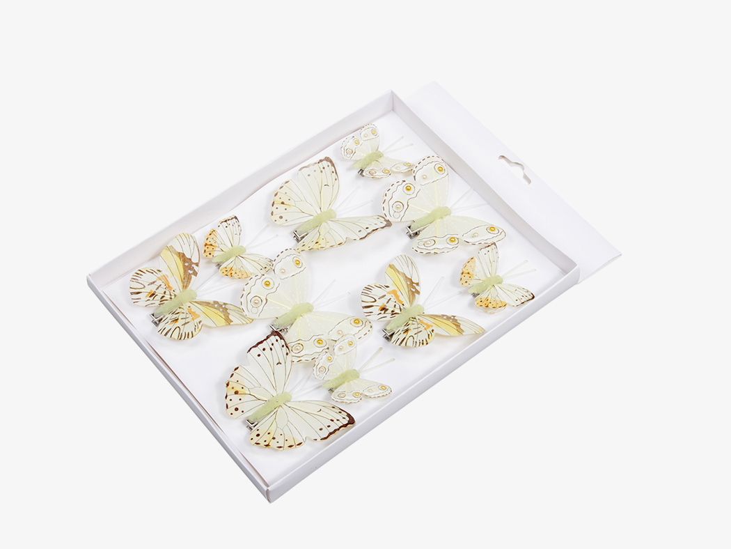 FARFALLE C/CLIP 10PZ. MISURE ASS. CREMA
