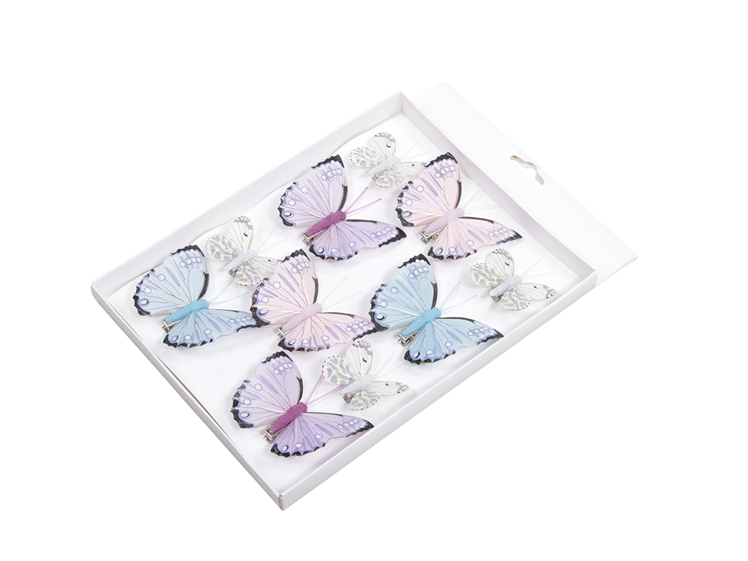 FARFALLE C/CLIP 10PZ. MISURE ASS. LILLA