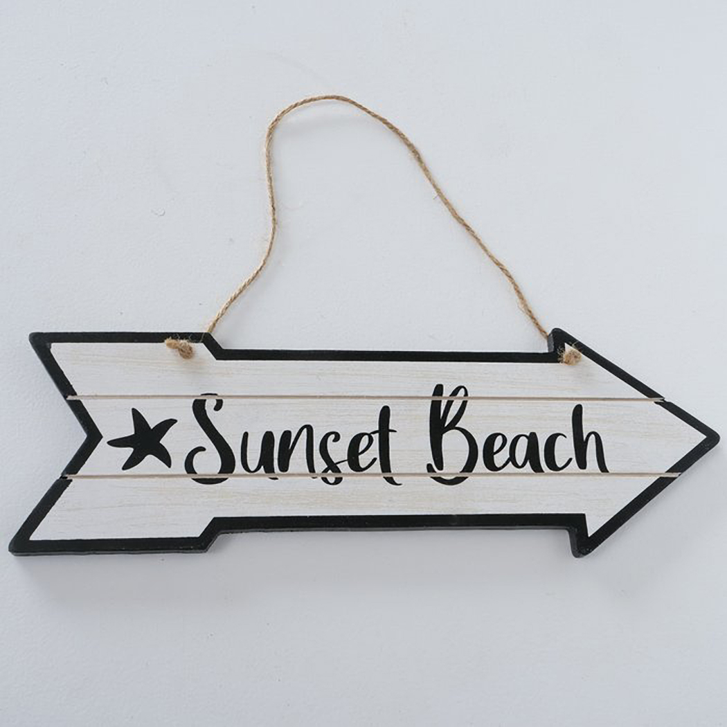 CARTELLO BEACH LEGNO L35CM. BIANCO