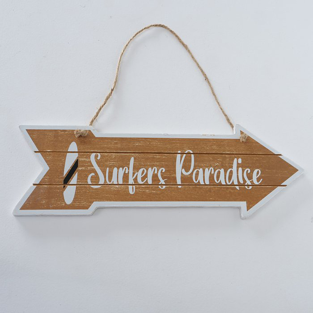 CARTELLO BEACH LEGNO L35CM. MARRONE