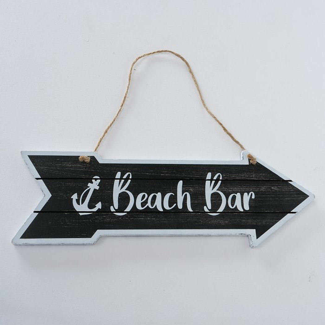 CARTELLO BEACH LEGNO L35CM. NERO