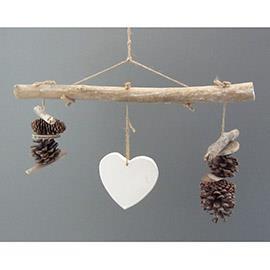 RAMO NATUR 40CM. C/PENDENTI E CUORE