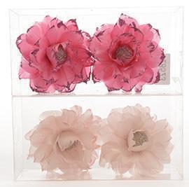 FTHR FLOWER 2PZ. 10CM.W/CLIP FUXIA