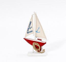 BOAT WOOD H27 L15,5CM. RED