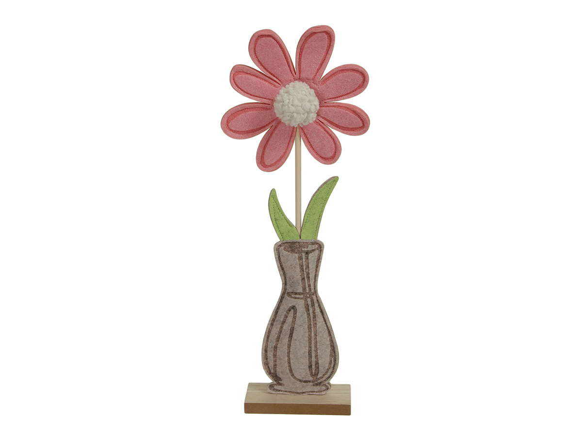 FIORE DI STOFFA IN VASO D14 H40CM. ROSA
