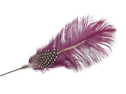 PIUME DECO C/STICK 4PZ. 19CM. BORDO