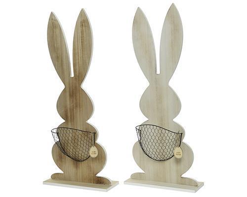 CONIGLIO LEGNO C/CESTO RETE H80 13,5X 25CM. NAT