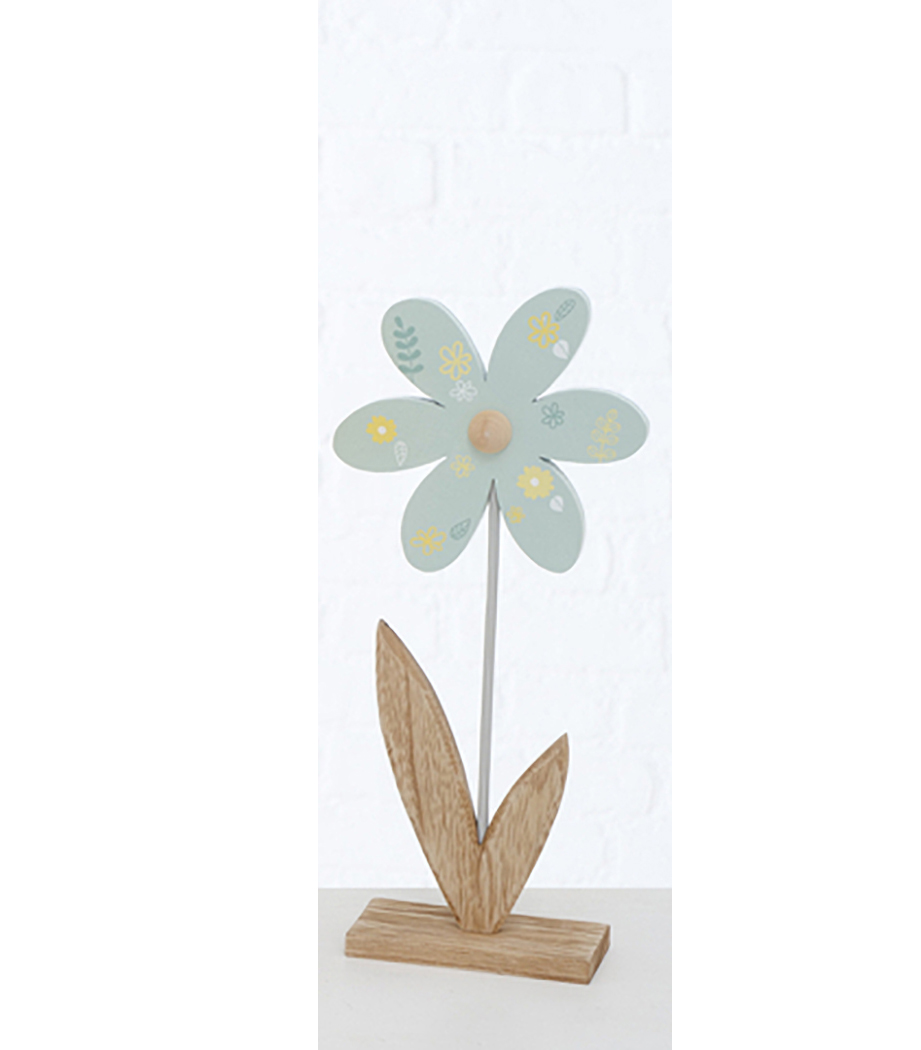FIORE LEGNO H31CM. VERDE C/FIORI