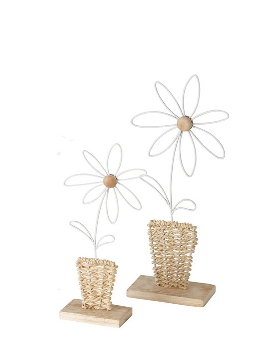 FIORI MET.E RATTAN H20-25CM. S/2PZ. ---NETTO-------