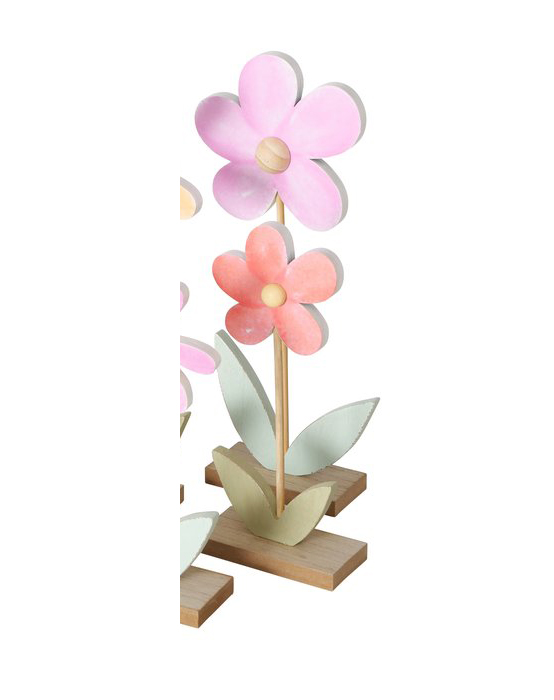 MARGHERITA LEGNO H21-31CM. S/2PZ. ASS. ROSA