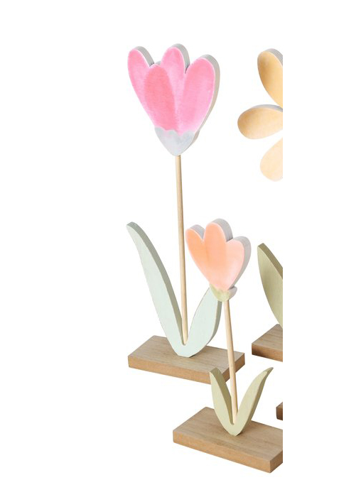 TULIPANI LEGNO H21-31CM. S/2PZ. ASS. FUXIA