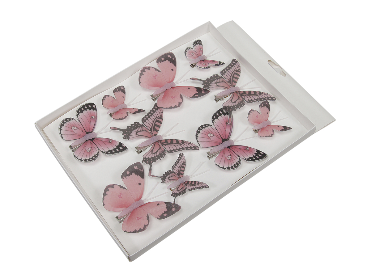 FARFALLE C/CLIP 10PZ. MISURE ASS. ROSA