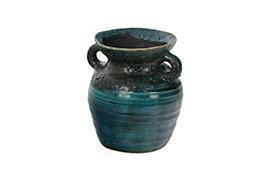 VASO CERAM.C/MANICI H15 D13,5CM. BLUE