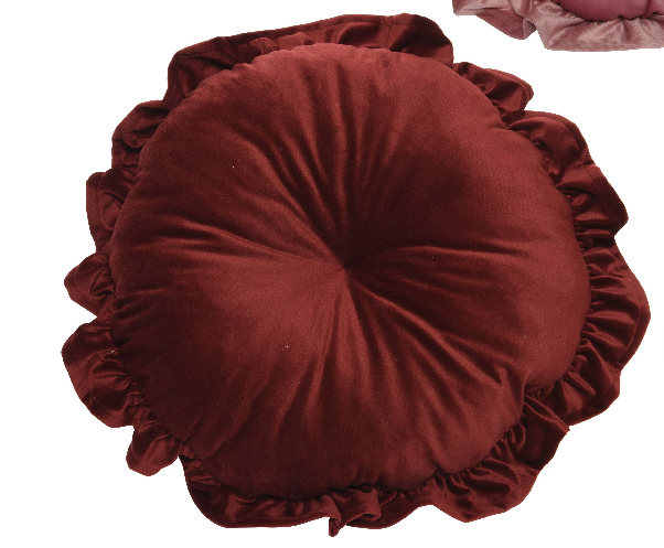 CUSCINO VELVET TONDO C/RICCI D.38CM. BORDO'