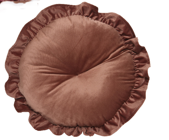 CUSCINO VELVET TONDO C/RICCI D.38CM. CARAM.