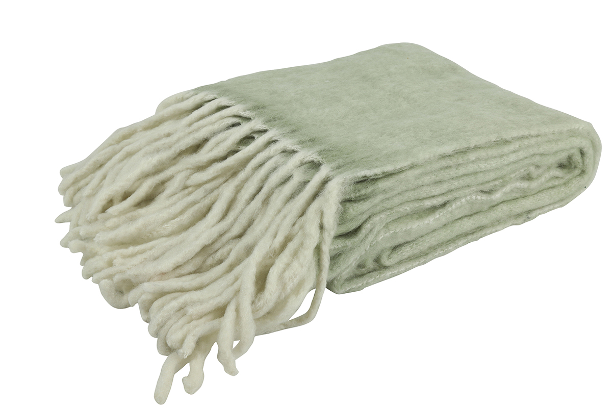 PLAID CON FRANGE 170X125CM. VERDE CH.