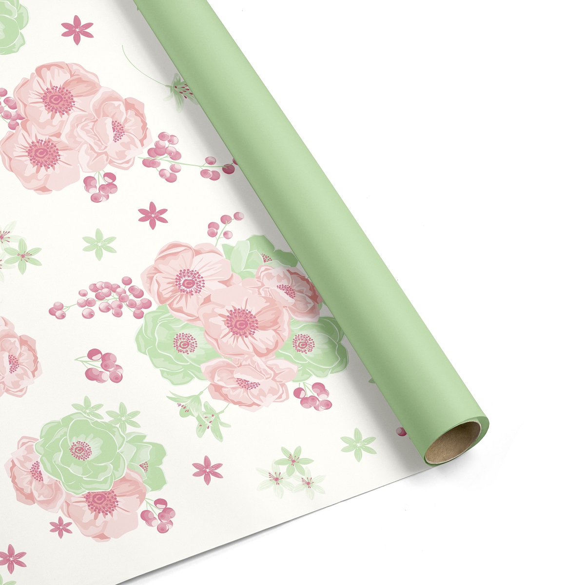 BOB.POLI FLORAL 1X25MT. CIPRIA VERDE PAST.