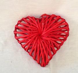 CUORE VIMINI INTREC. D25 H6CM. 2PZ. ROSSO ---NETTO----