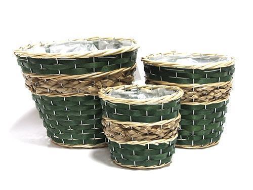 CESTO TONDO S/3PZ. H13-15,5-20 D14,5-19-24,5CM. VERDE