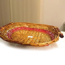 CESTO RETTANG. ROSSO/BEIGE 50X40 H.10